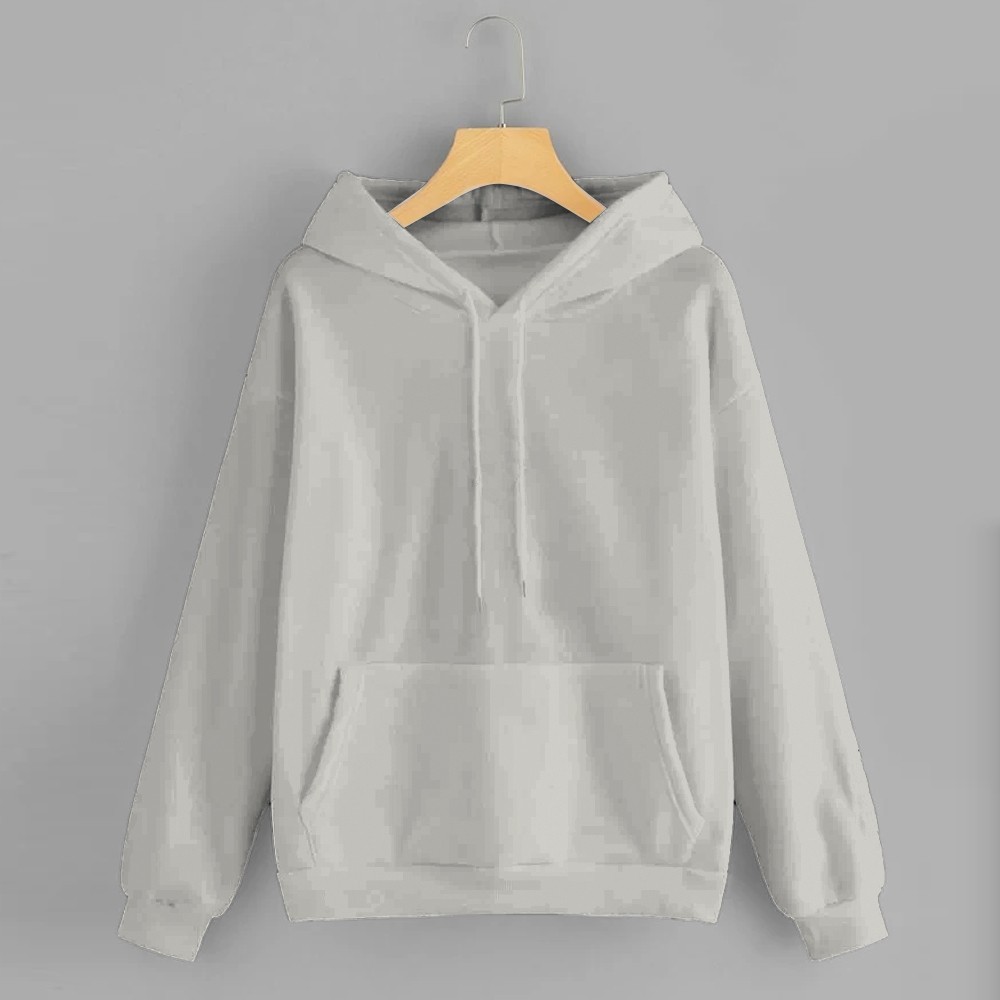 Full Sleeve Women's Solid Grey Colour Hoodie