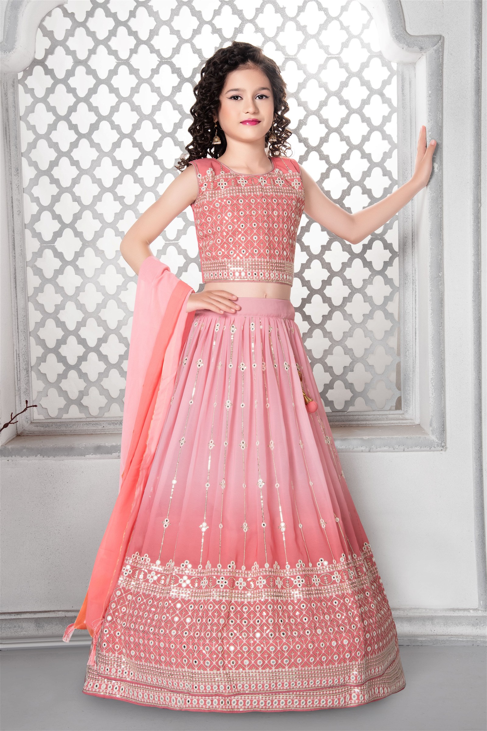 Kids Wear Collection Partywear Crop Tops Designs Lehenga Readymade 640A