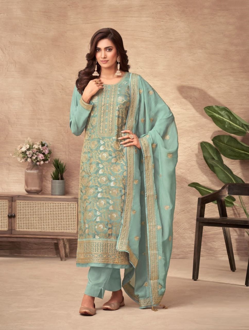 Designer Dress Material Pure Viscose Dola Jacquard