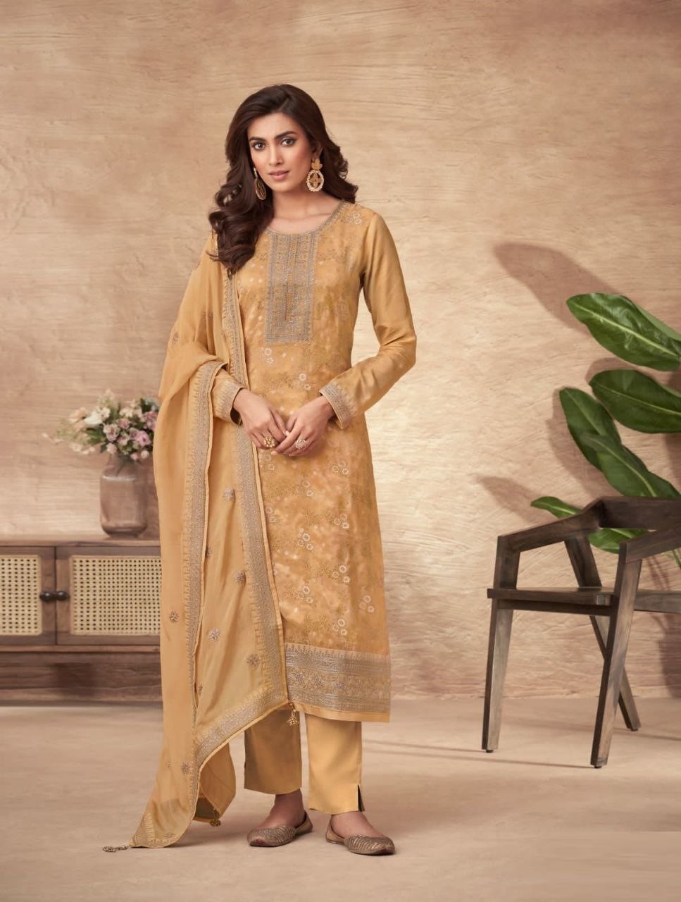 Designer Dress Material Pure Viscose Dola Jacquard