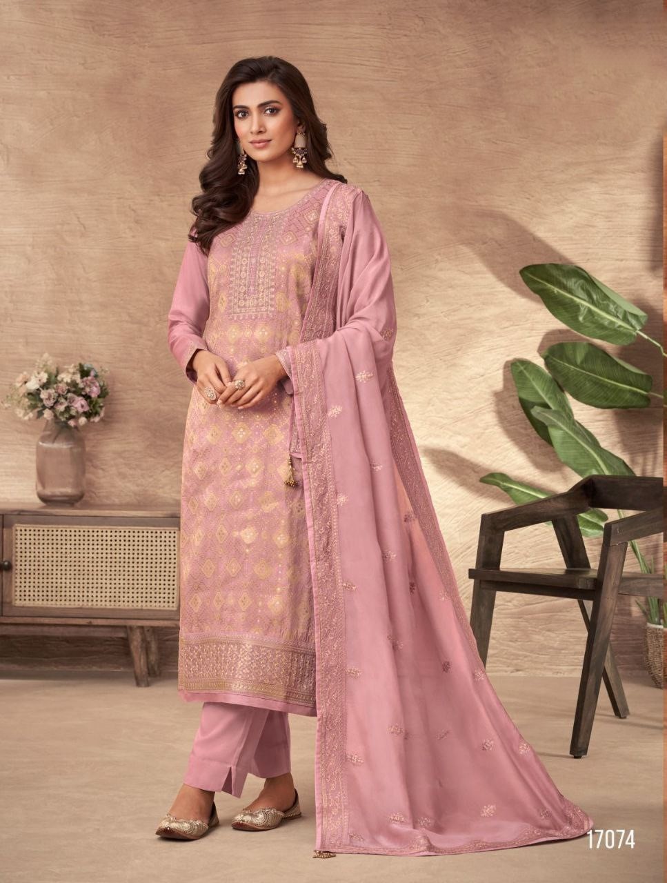 Designer Dress Material Pure Viscose Dola Jacquard