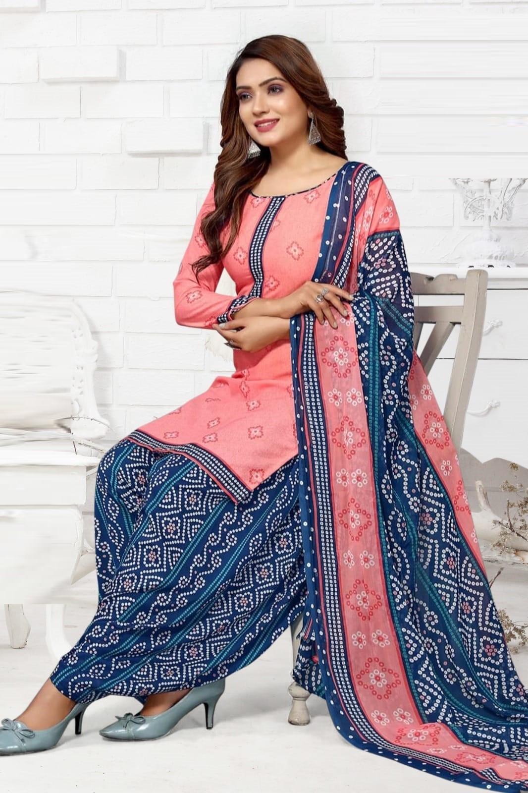 Dress Material Printed Cotton Patiyala For Women