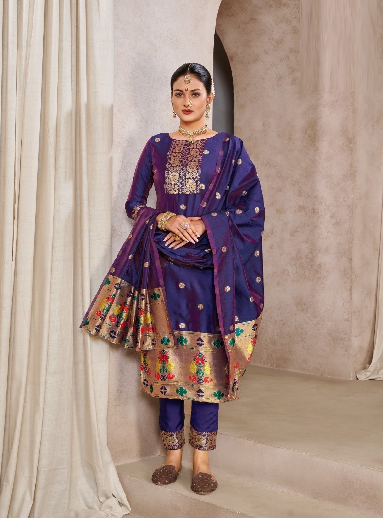 Pure Tapeta Silk Purple Haze Designer Dress Material