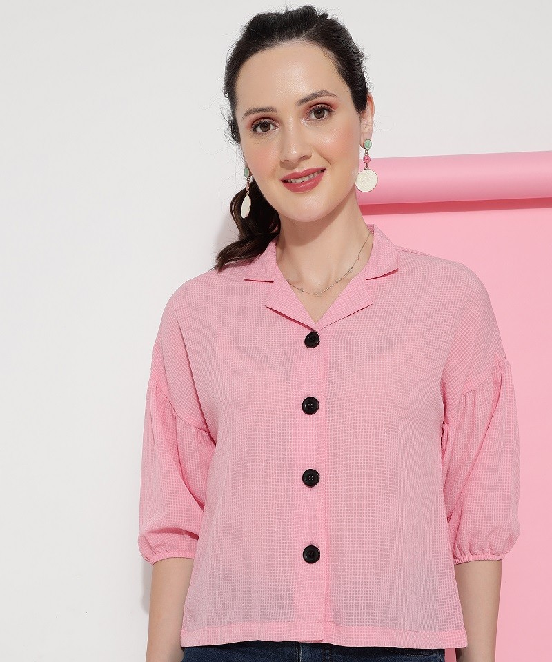 Casual Pink Georgette Women's Shirt Cavern