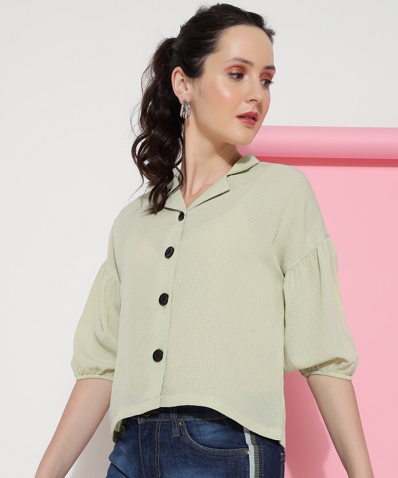 Georgette Pastel Grey Casual Women's Shirt