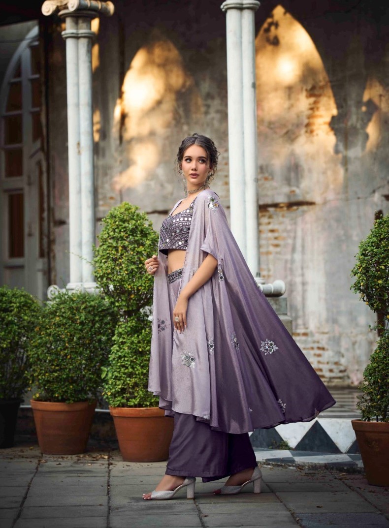 Classy Indo Western With Stylish Koti Purple