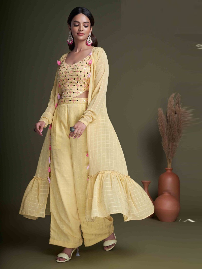 Classy Indo Western With Stylish Yellow Koti