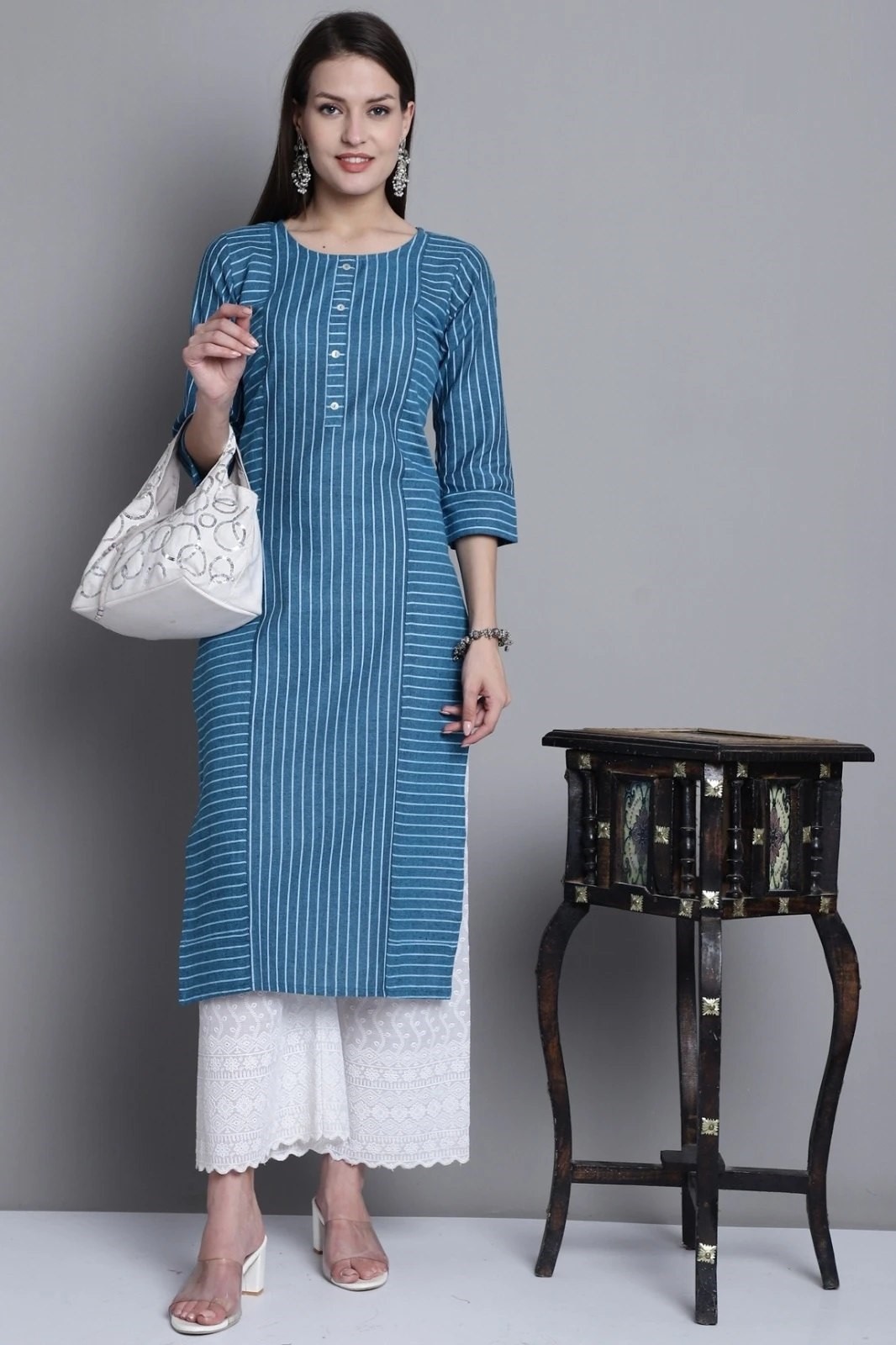 South Cotton Blue Colour Kurti For Women's Casual Wear