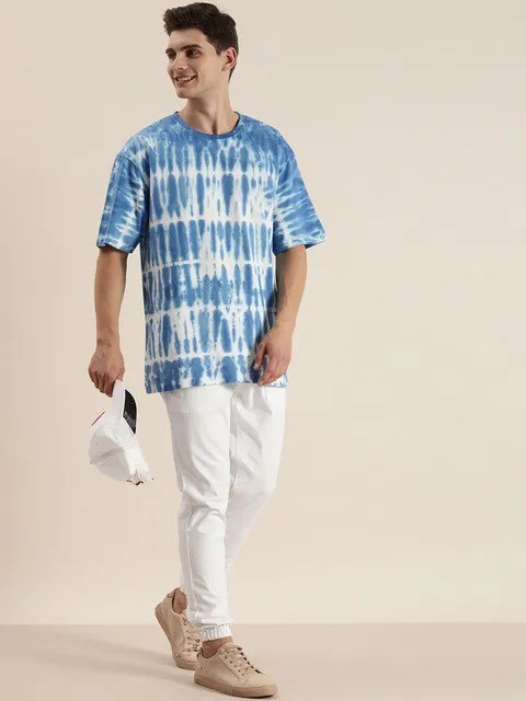 Tie And Die Oversize Sky And White T-shirt For Men