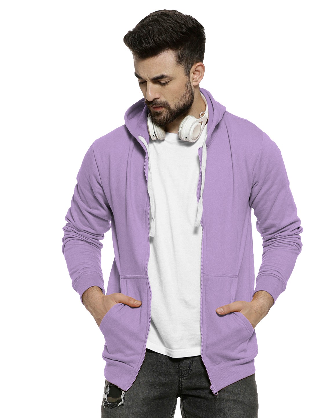 Premium Purple Colour Zip Hoodie For Men