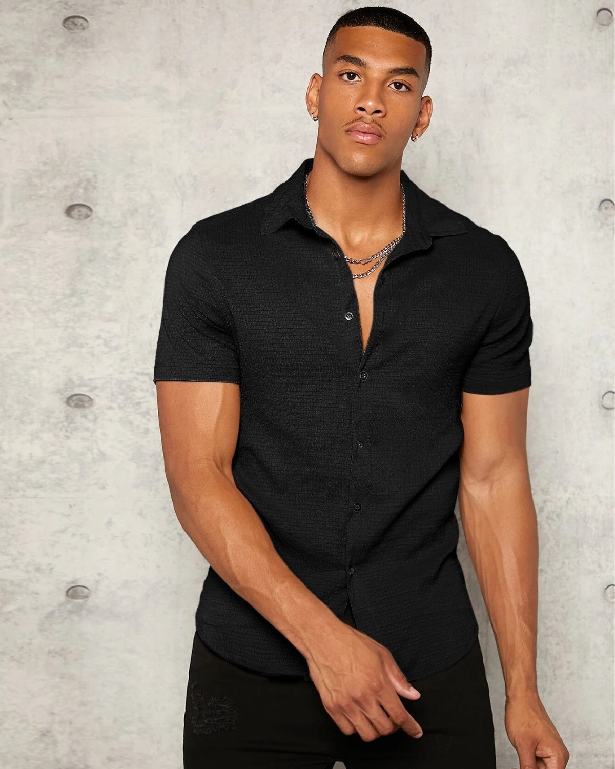 Imported Casual Wear Short Sleeve Shirt For Men's in Black Color