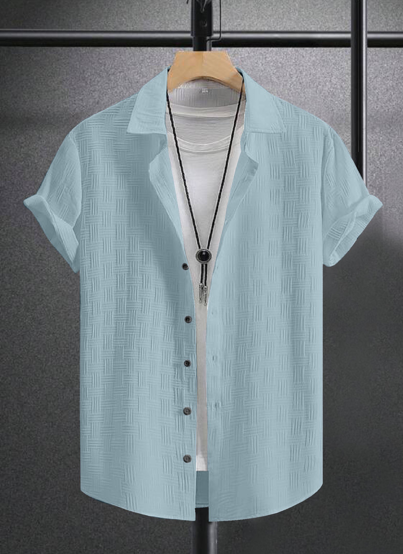 Men's Casual Wear Short Sleeve Sky Colour Shirt