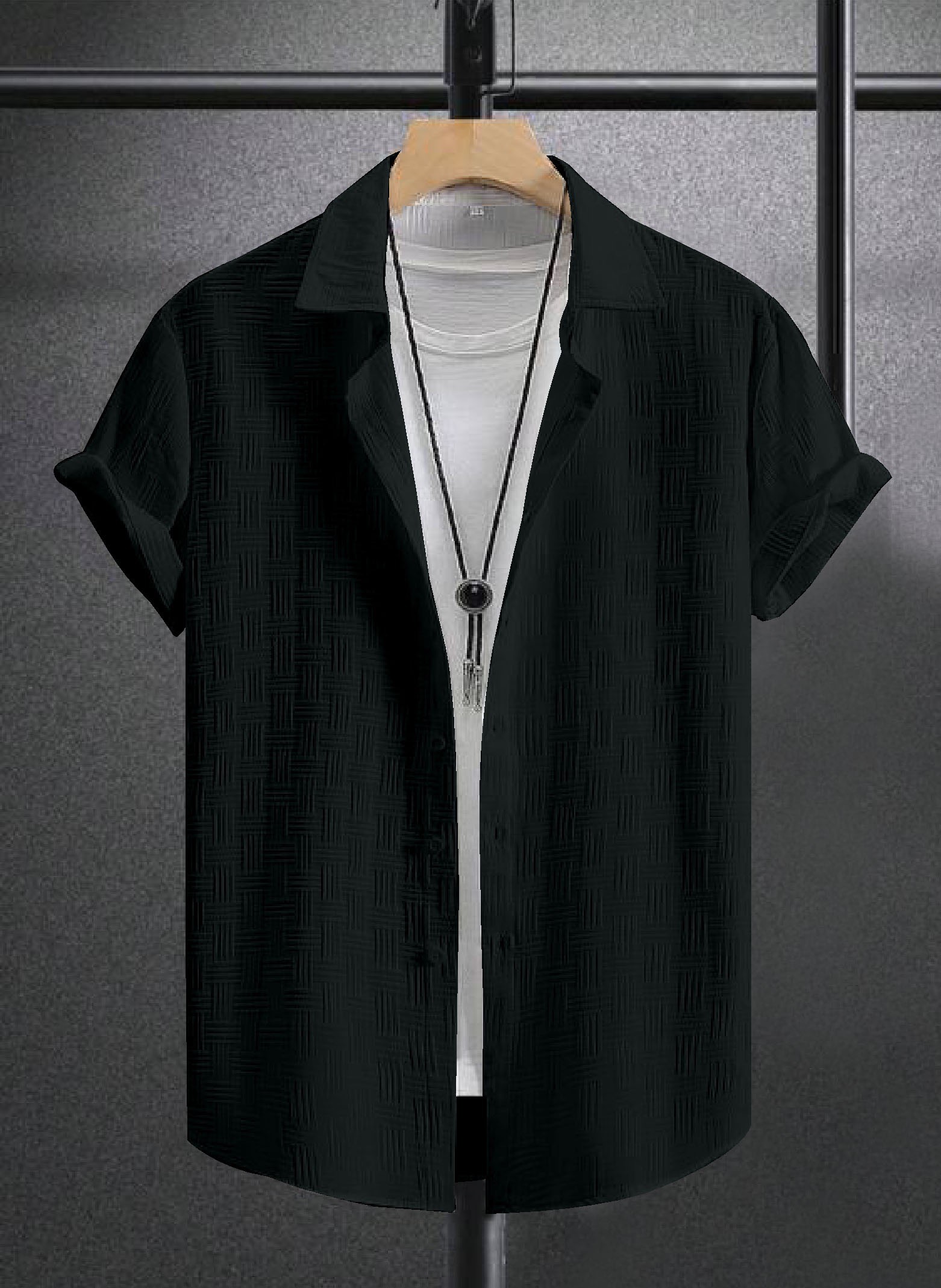 Men's Casual Wear Short Sleeve Black Colour Shirt