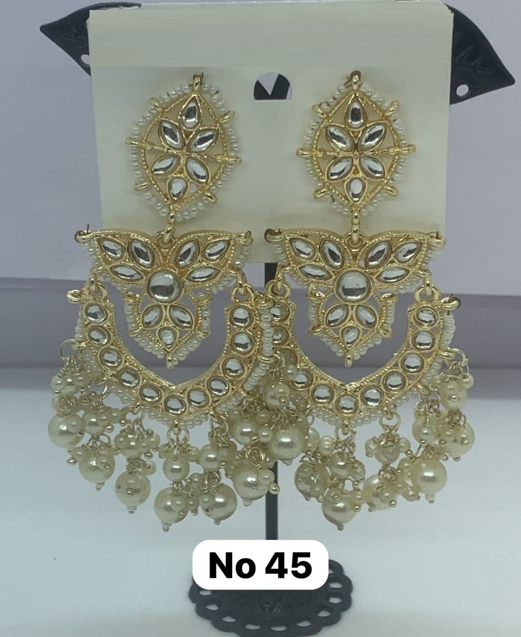 Design Beautiful Transparent Stone Work and Pearl Work Earrings