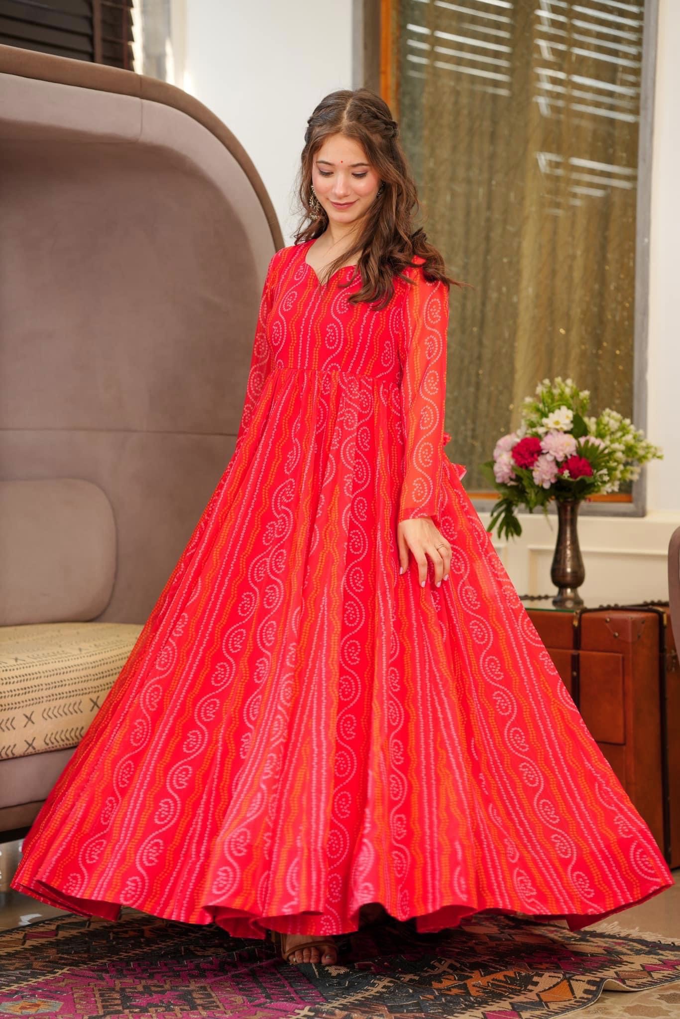 For Women Flair Beautiful Stylish Red Color Full Gown