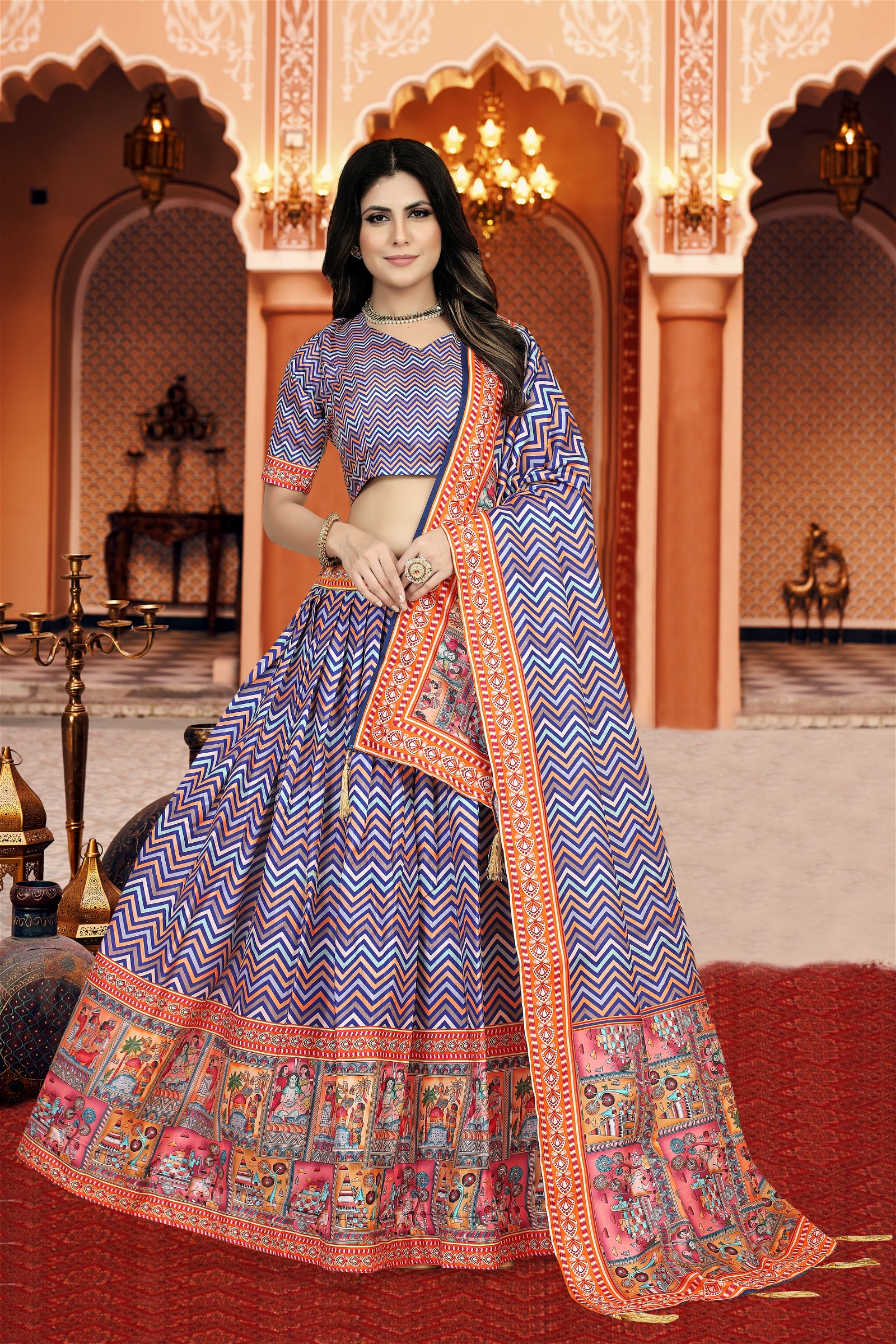 Dola Silk Attractive Fancy Lehenga Choli for Women in Blue Color