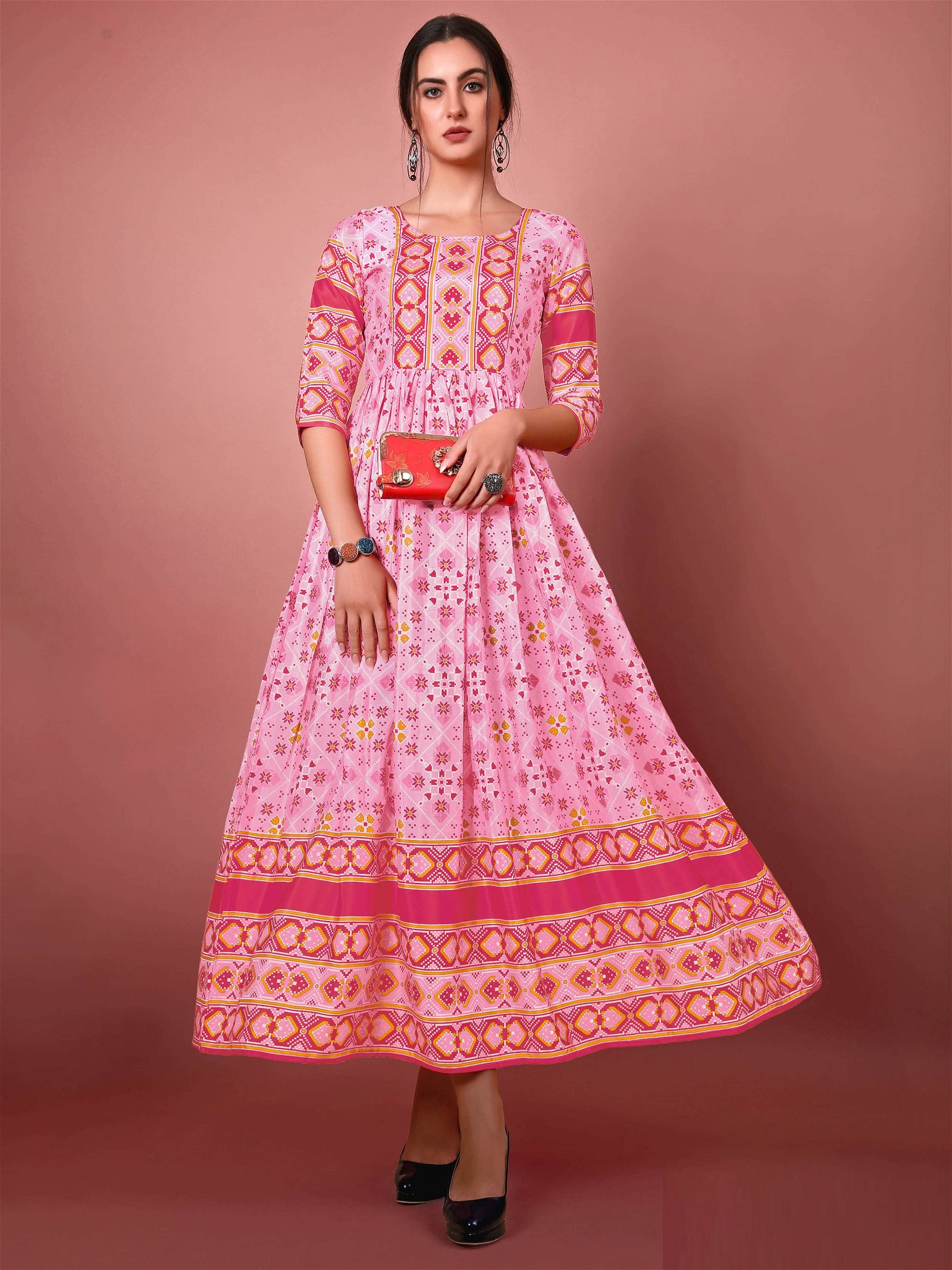 Pink Cadillac Chinon Digital Printed Long Gown