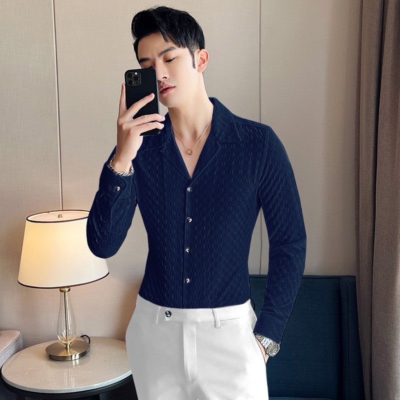 For Men Sleeve Blue Stylish Full Casual Wear Shirt