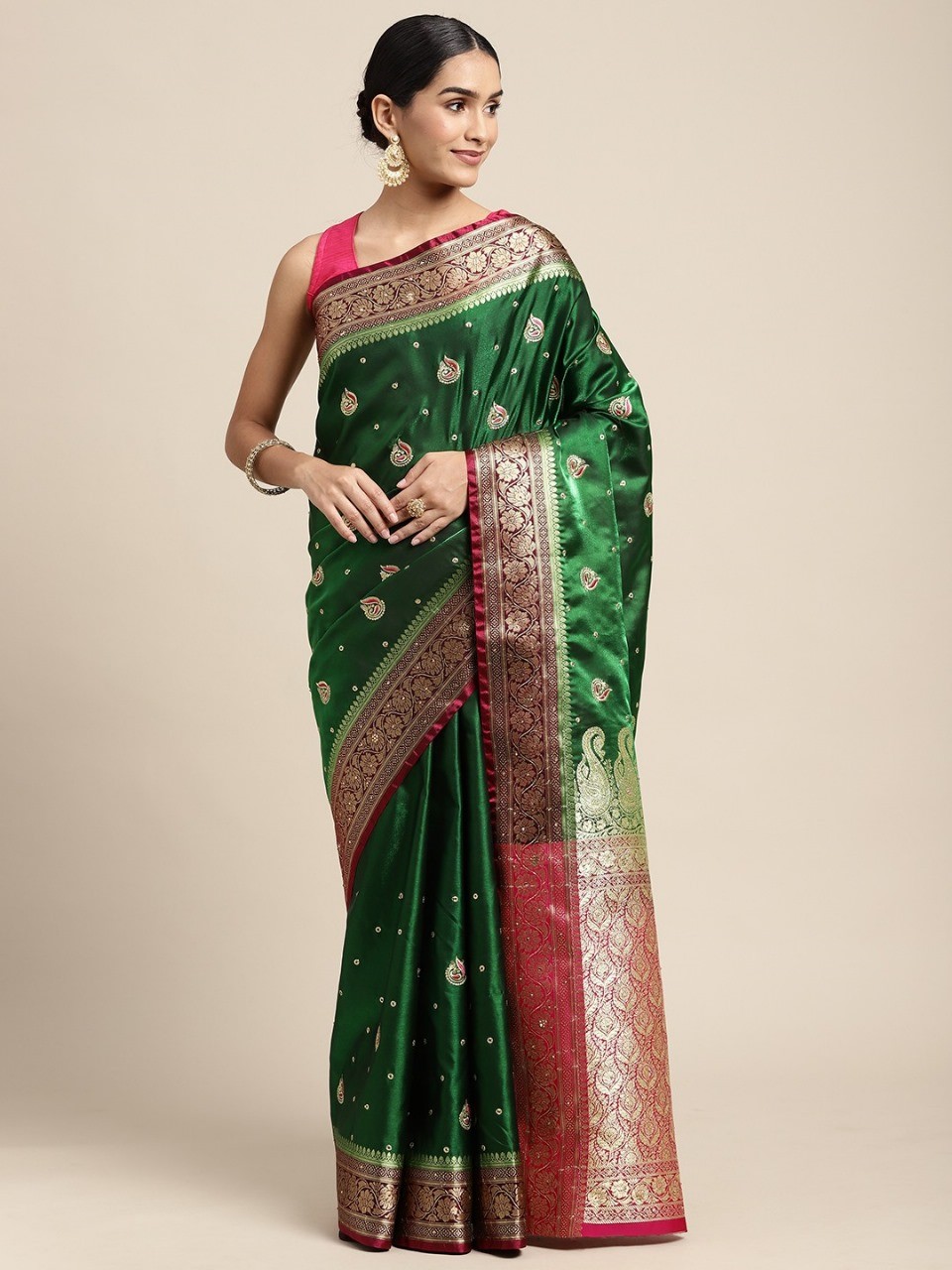 Unstitched Brocade Blouse Saree