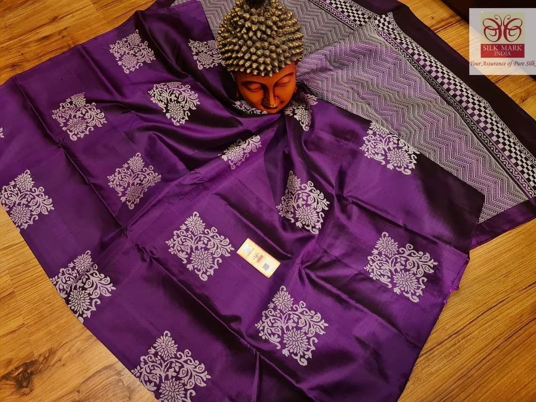 Soft Lichi Silk Designer Saree in Purple