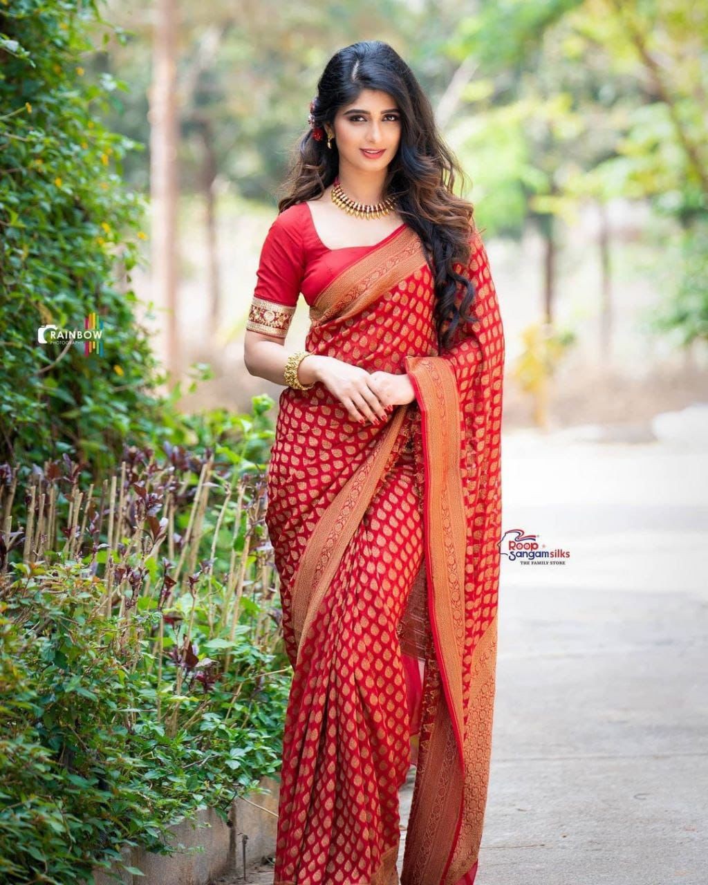 Soft Lichi Silk Saree in Stunning Red