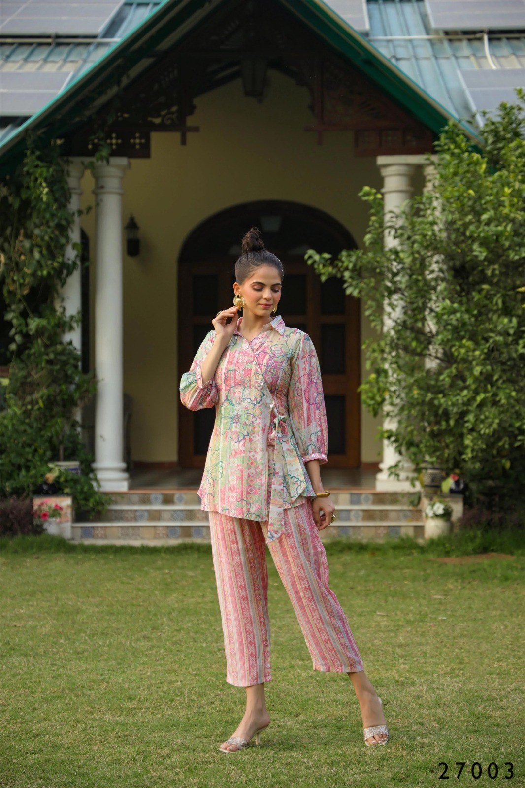 Pink Digital Print Floral Tunic With Pant