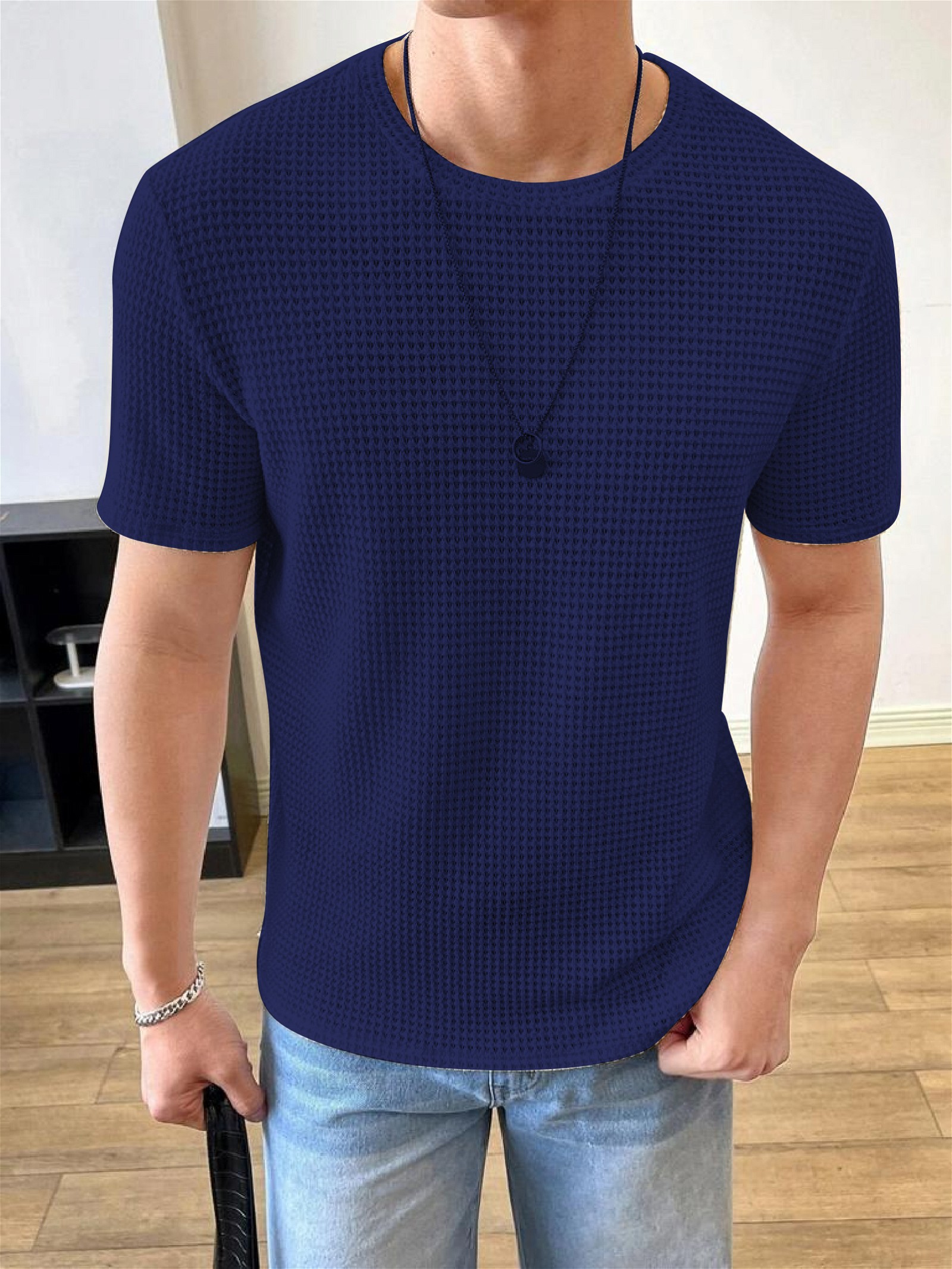 Solid T-shirt Manfinity Hypemode Men Blue