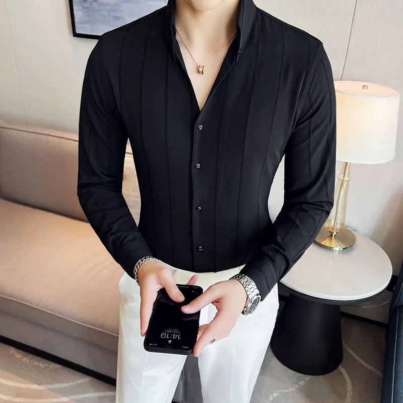 Premium Black Striped Dazzling Shirt